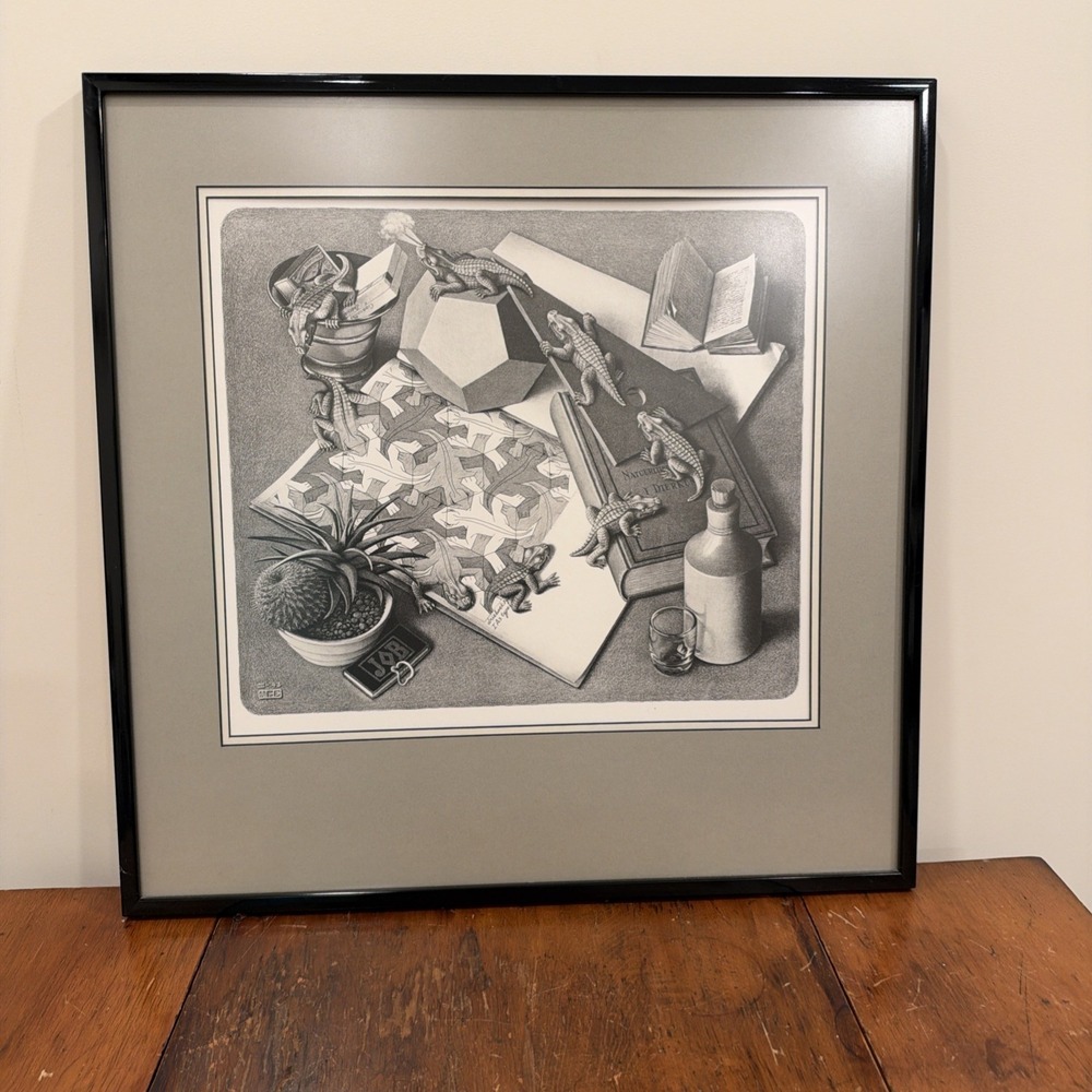 Framed Big M. C. Escher Reptiles G. W. Breughel 1970 Printed Holland Art Poster